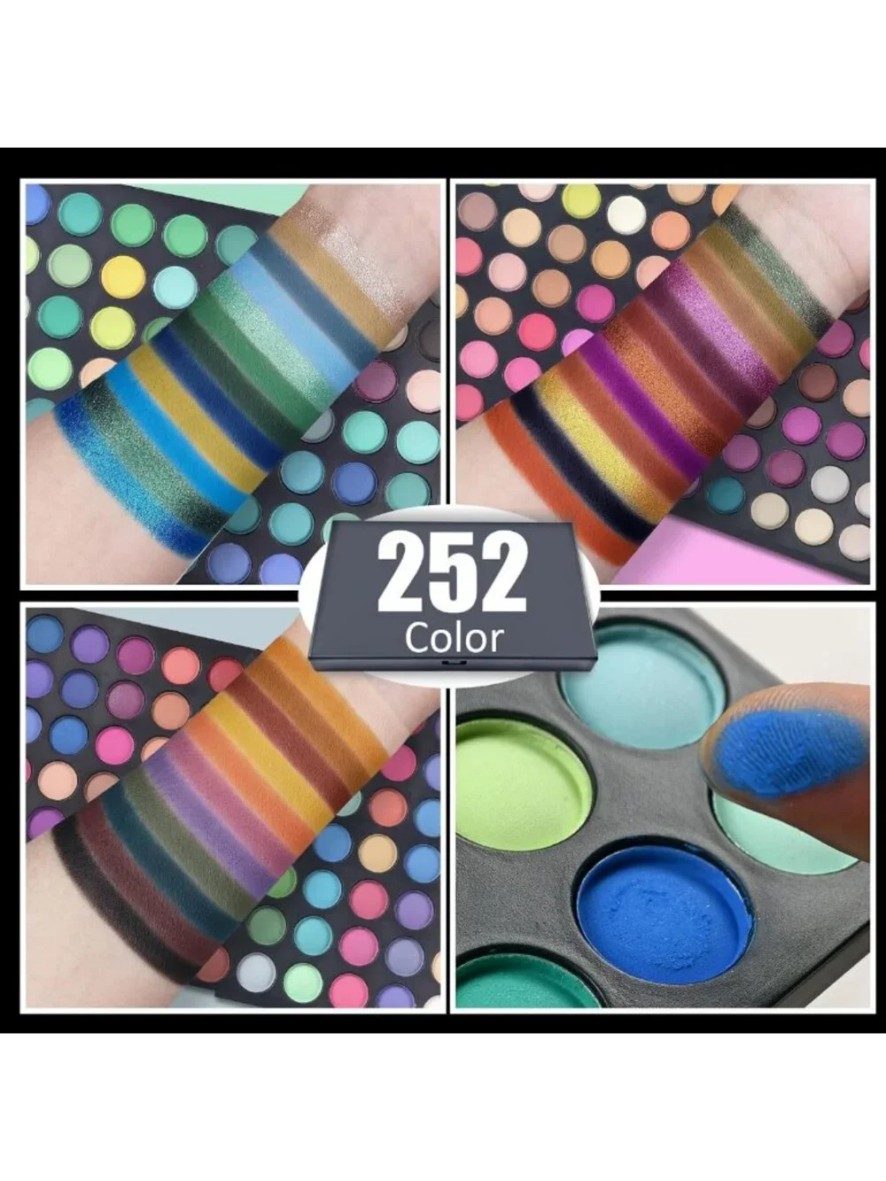 Vibrant 252-Color Eyeshadow Palette - Matte & Shimmer Blendable Eye Makeup